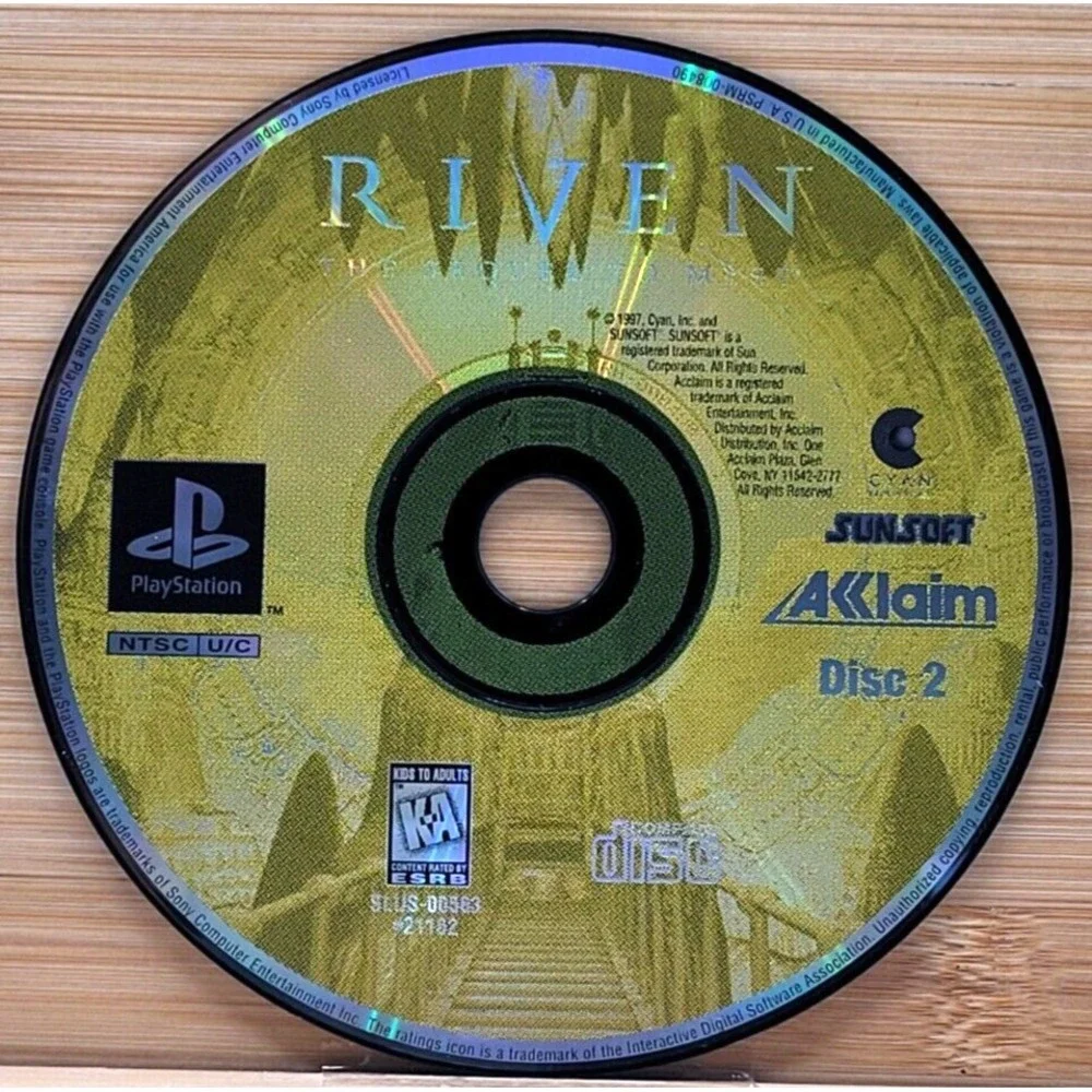 RIVEN: THE SEQUEL TO MYST DISC 2 PS1 GAME DISC ONLY PLAYSTATION AKKLAIM